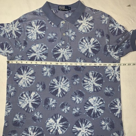 Ralph Lauren polo golf shirt blue on blue SPLOT pattern SIZE XL SEE MEASUREMENTS - Picture 5 of 6